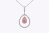 GIA Certified 0.30 Carat Pear Shape Purple Pink Diamond Halo Pendant Necklace