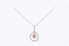 GIA Certified 0.30 Carat Pear Shape Purple Pink Diamond Halo Pendant Necklace