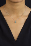 0.33 Carats Round Emerald with Diamond Halo Pendant Necklace in White Gold