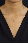 Round Cut Emerald & Diamond Halo Pendant Necklace 