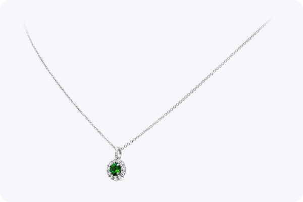 Diamond Halo Pendant Necklace in White Gold