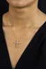 1.77 Carats Total Brilliant Round Diamond Cross Pendant Necklace in Yellow Gold