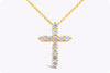 1.77 Carats Total Round Brilliant Cut Diamond Cross Pendant Necklace in Yellow Gold