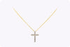 1.77 Carats Total Round Brilliant Cut Diamond Cross Pendant Necklace in Yellow Gold