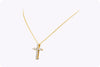 1.77 Carats Total Round Brilliant Cut Diamond Cross Pendant Necklace in Yellow Gold