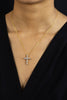 1.50 Carats Total Brilliant Round Diamond Cross Pendant Necklace in Yellow Gold