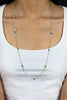 7.70 Carats Total Oval Cut Colombian Emerald & Diamond By the Yard Necklace in Yellow Gold