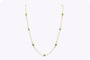 3.56 Carats Total Oval Cut Colombian Emerald & Diamond By the Yard Necklace in Yellow Gold