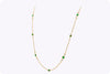 3.56 Carats Total Oval Cut Colombian Emerald & Diamond By the Yard Necklace in Yellow Gold