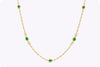 3.56 Carats Total Oval Cut Colombian Emerald & Diamond By the Yard Necklace in Yellow Gold