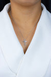 1.76 Carats Total Baguette Cut Diamond Cross Pendant Necklace in White Gold