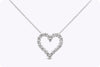 0.82 Carats Total Brilliant Round Diamond Open-Work Heart Pendant Necklace in White Gold