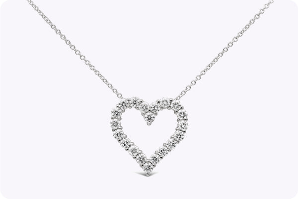 0.82 Carat Total Round Brilliant Diamond Heart Pendant Necklace in White Gold