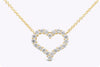 1.09 Carats Total Brilliant Round Diamond Open-Work Heart Pendant Necklace in Yellow Gold