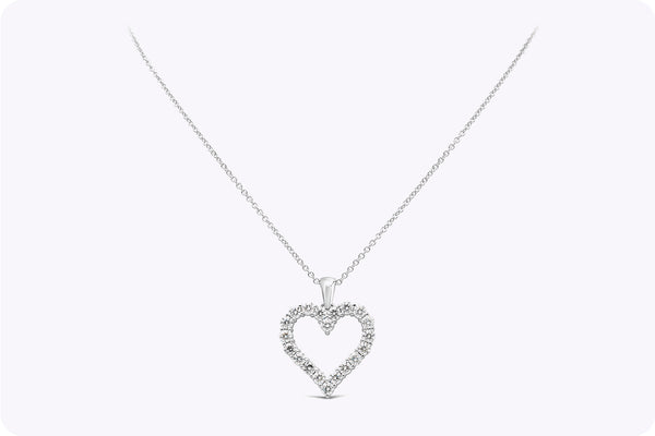 2.35 Carats Total Round Brilliant Cut Diamond Heart Pendant Necklace in White Gold