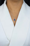 GIA Certified 2.59 Carat Emerald Cut Sapphire with Diamond Pendant Necklace in Platinum