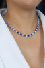 30.81 Carats Total Brilliant Round Sapphire & Diamond Riviere Tennis Necklace in White Gold