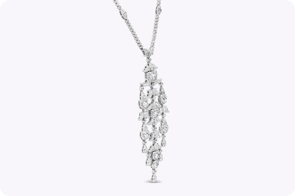 10.49 Carats Total Mixed-Cut Diamond Chandelier Pendant Necklace in White Gold