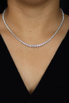 8.62 Carats Total Graduating Round Diamond Riviere Tennis Necklace in White Gold