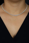 6.25 Carats Total Round Brilliant Cut Diamond Riviera Necklace in White Gold