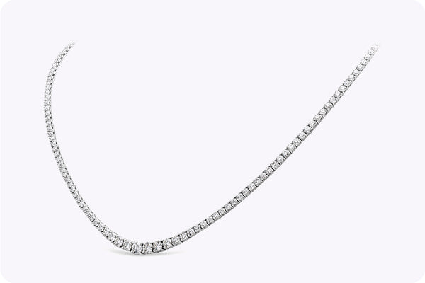 6.25 Carats Total Round Brilliant Cut Diamond Riviera Necklace in White Gold