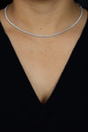 4.03 Carat Total Brilliant Round Shape Diamond Tennis Necklace in White Gold