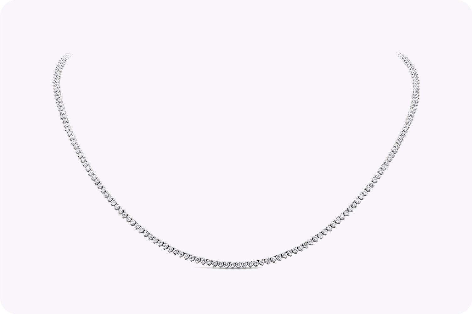 4.03 Carats Total Round Brilliant Cut Diamond Tennis Necklace in White Gold