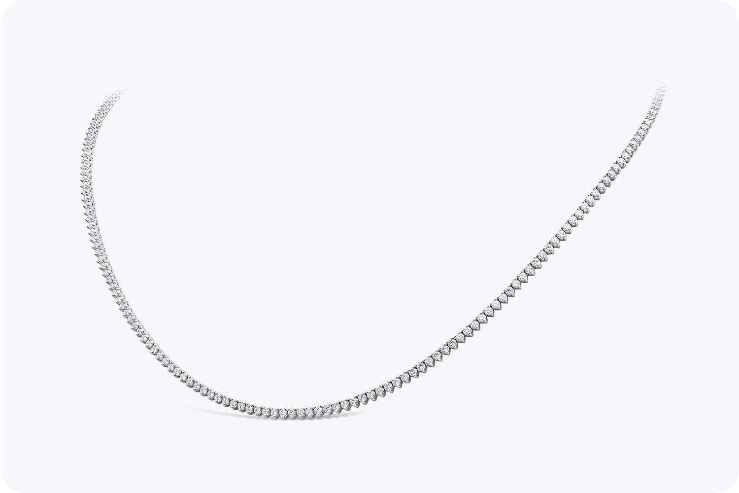 4.03 Carats Total Round Brilliant Cut Diamond Tennis Necklace in White Gold