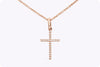 0.06 Carats Total Diamond Small Cross Pendant Necklace in Rose Gold