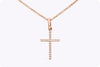 0.06 Carat Total Round Diamond Simple Cross Pendant Necklace in Rose Gold