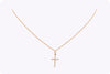 0.06 Carat Total Round Diamond Simple Cross Pendant Necklace in Rose Gold