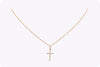 0.06 Carats Total Diamond Small Cross Pendant Necklace in Rose Gold