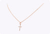 0.06 Carat Total Round Diamond Simple Cross Pendant Necklace in Rose Gold