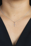 0.05 Carats Total Diamond Small Cross Pendant Necklace in White Gold