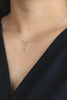 0.05 Carats Total Diamond Small Cross Pendant Necklace in White Gold