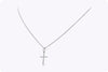 0.05 Carat Total Round Diamond Small Cross Pendant Necklace in White Gold