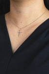 0.44 Carat Total Round Brilliant Diamond Cross Pendant Necklace in Rose Gold