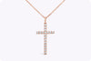 0.44 Carats Total Brilliant Round Diamond Cross Pendant Necklace in Rose Gold
