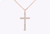 0.44 Carat Total Round Brilliant Diamond Cross Pendant Necklace in Rose Gold