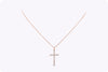 0.44 Carats Total Brilliant Round Diamond Cross Pendant Necklace in Rose Gold