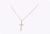 0.44 Carats Total Brilliant Round Diamond Cross Pendant Necklace in Rose Gold