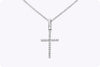 0.05 Carat Total Round Diamond Small Cross Pendant Necklace in White Gold
