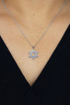 0.25 Carats Total Round Diamond Star of David Pendant Necklace in Platinum