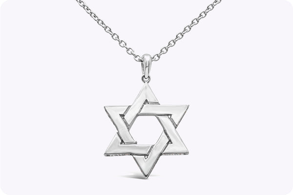 0.25 Carat Total Round Cut Diamond Star of David Pendant Necklace in Platinum