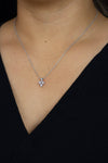 0.60 Carats Mixed-Cut Three-Stone Diamond Pendant Necklace in White Gold