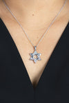 0.30 Carat Total Round Cut Diamond Star of David Pendant Necklace in White Gold