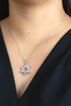 0.30 Carats Total Round Diamond Star of David Pendant Necklace in White Gold