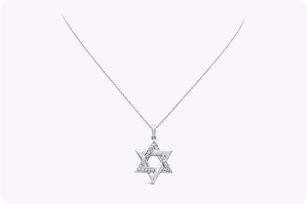 0.30 Carat Total Round Cut Diamond Star of David Pendant Necklace in White Gold