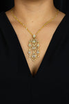 8.94 Carats Total Diamond Chandelier Pendant Necklace in Yellow Gold