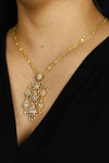 8.94 Carats Total Mixed-Cut Diamond Chandelier Pendant Necklace in Yellow Gold